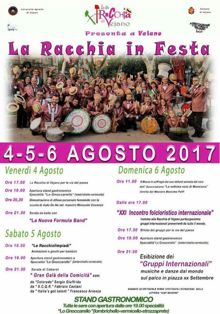 locandina eventi della racchia 2017