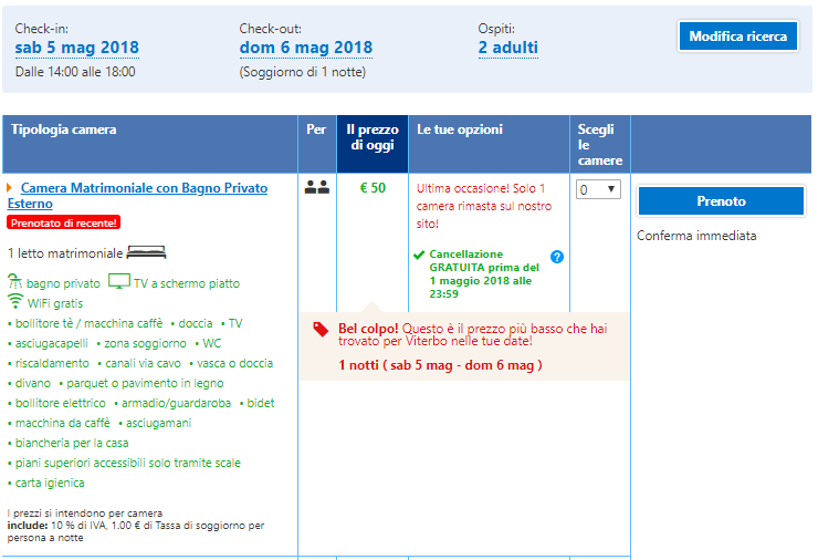 offerta soggiorno viterbo maggio 2018-2